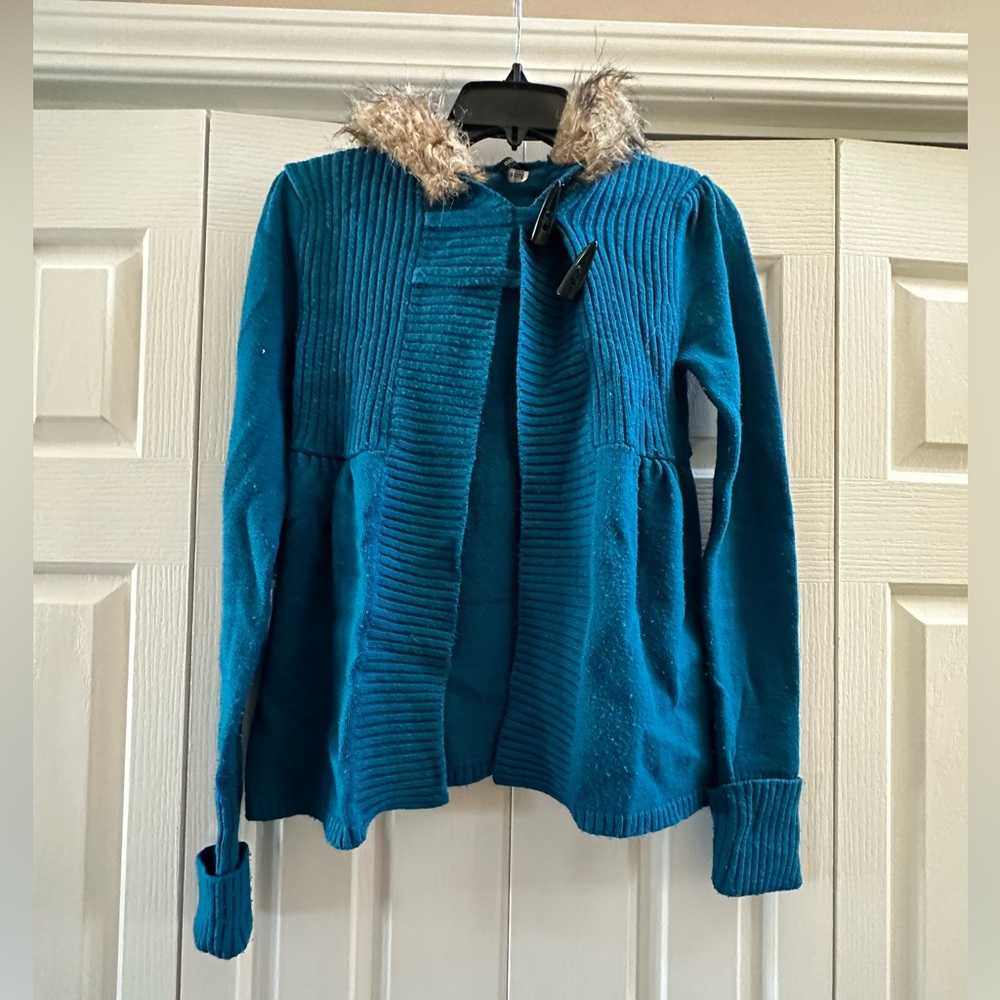 Medium takeout blue hooded sweater